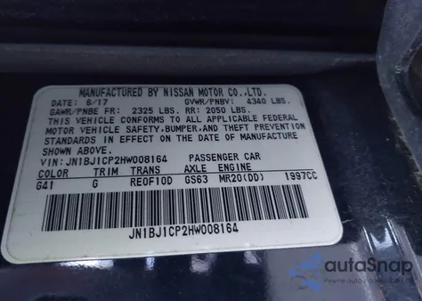 2017 Nissan Rogue Sport Sl z USA, uszkodzony, nr VIN JN1BJ1CP2HW008164